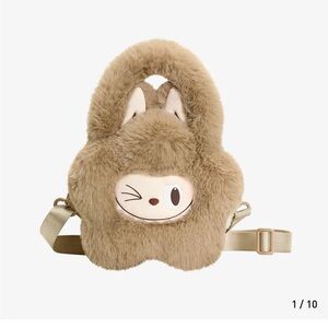 Pop mart labubu the monsters fur Tan Plush Kawaii Shoulder Bag